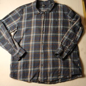Eddie Bauer Shirt Mens XL Blue/ Gray Check Flannel Outdoors Hiking Mountains